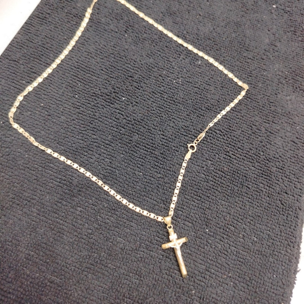 CADENA, CRUCIFIJO ORO COMBINADO 10 K 3.5 GRMS (SEMINUEVO)