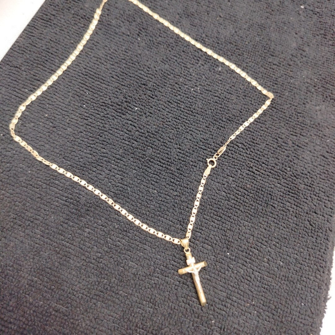 CADENA, CRUCIFIJO ORO COMBINADO 10 K 3.5 GRMS (SEMINUEVO)