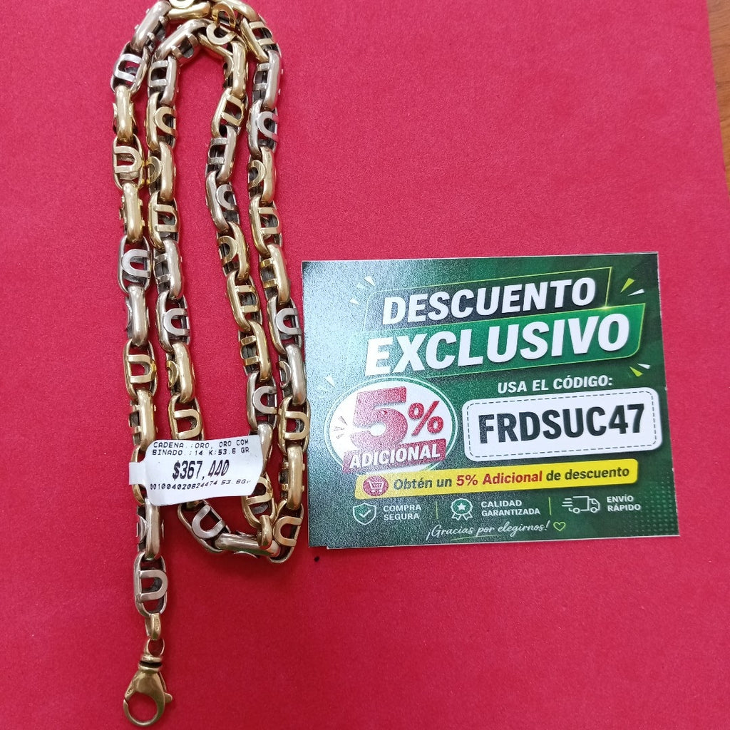 CADENA ORO, ORO COMBINADO 14 K 53.6 GRMS (SEMINUEVO)