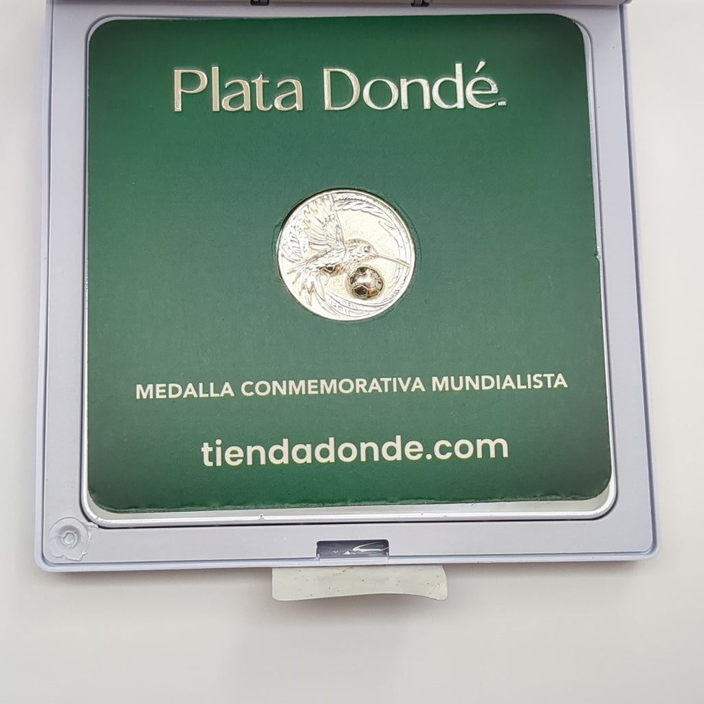 MEDALLA CONMEMORATIVA FRD FÚTBOL MOTIVO COLIBRI PLATA .925 8 GR (NUEVO)