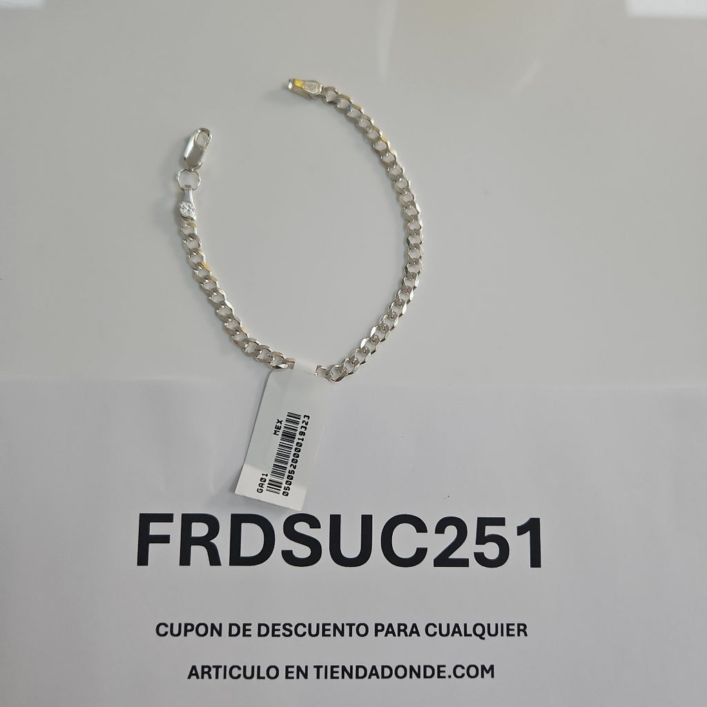PULSERA TEJIDO BARBADA PLATA .925 16 CM 4.1 GR (NUEVO)