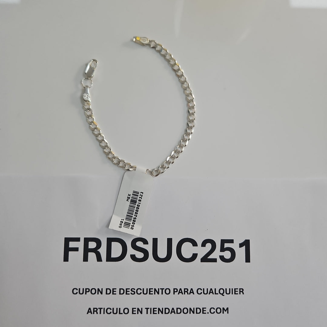 PULSERA TEJIDO BARBADA PLATA .925 16 CM 4.1 GR (NUEVO)