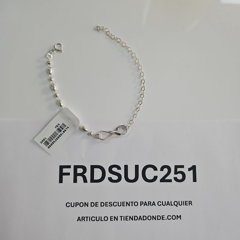 PULSERA TEJIDO INFINITO PLATA .925 18 CM 2.3 GR (NUEVO)