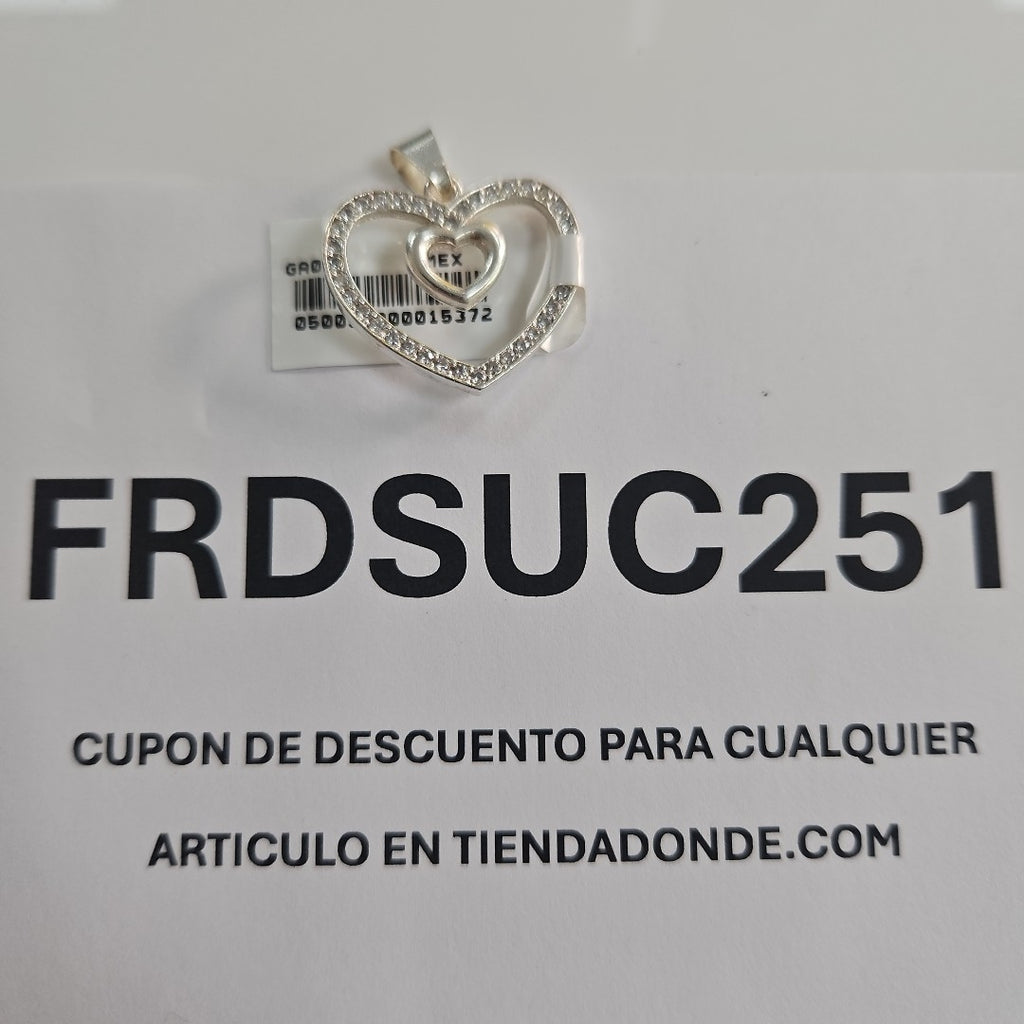 DIJE CORAZON C/CIRCONIAS PLATA .925 2.7 GR (NUEVO)