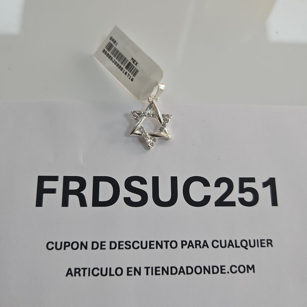 DIJE ESTRELLA DE DAVID C/CIRCONIAS PLATA .925 2.7 GR (NUEVO)