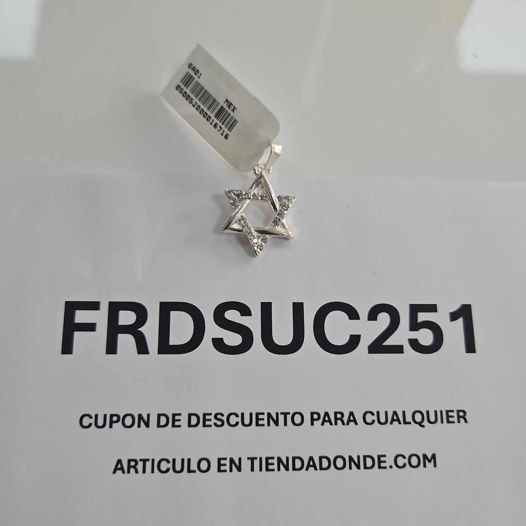 DIJE ESTRELLA DE DAVID C/CIRCONIAS PLATA .925 2.7 GR (NUEVO)