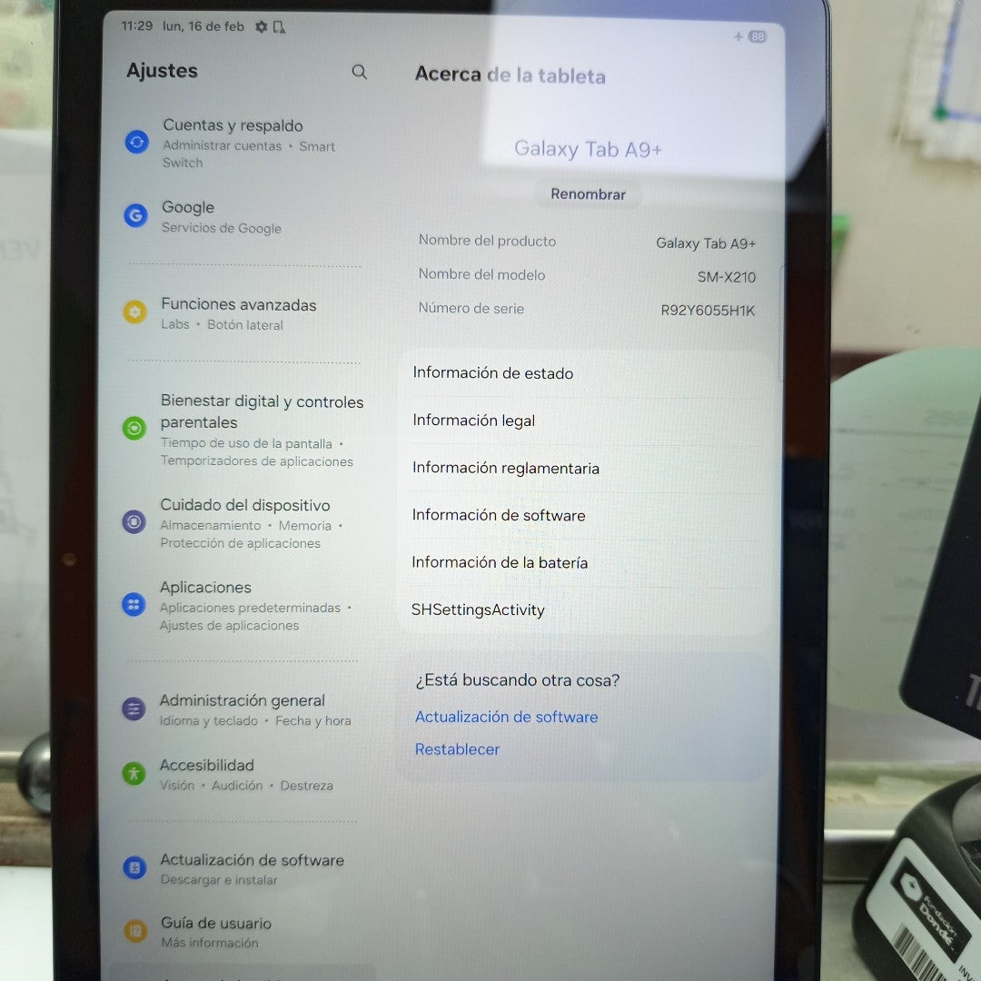 TABLETA SAMSUNG GALAXY TAB A9+ SM-X210 (2023) 128 GB 8 GB RAM (SEMINUEVO)