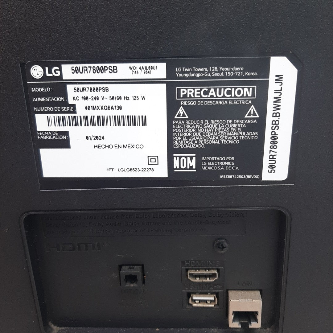 PANTALLA LG 50UR7800PSB (2024) 50" LED 4K (SEMINUEVO)