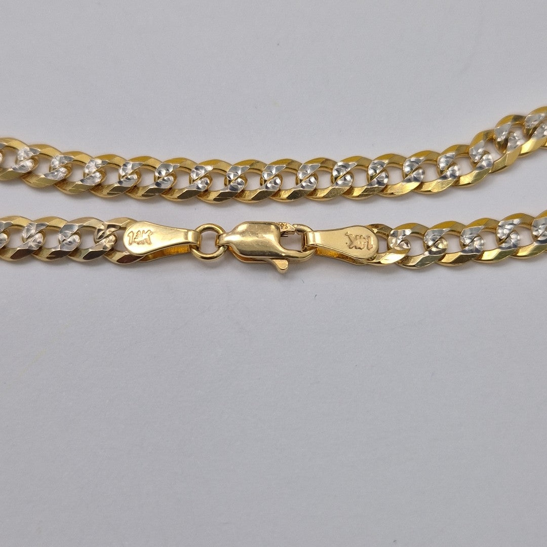 PULSERAS TEJIDO BARBADA DIAMANTADA ORO 14K 18 CM 6.9 GR (NUEVO)