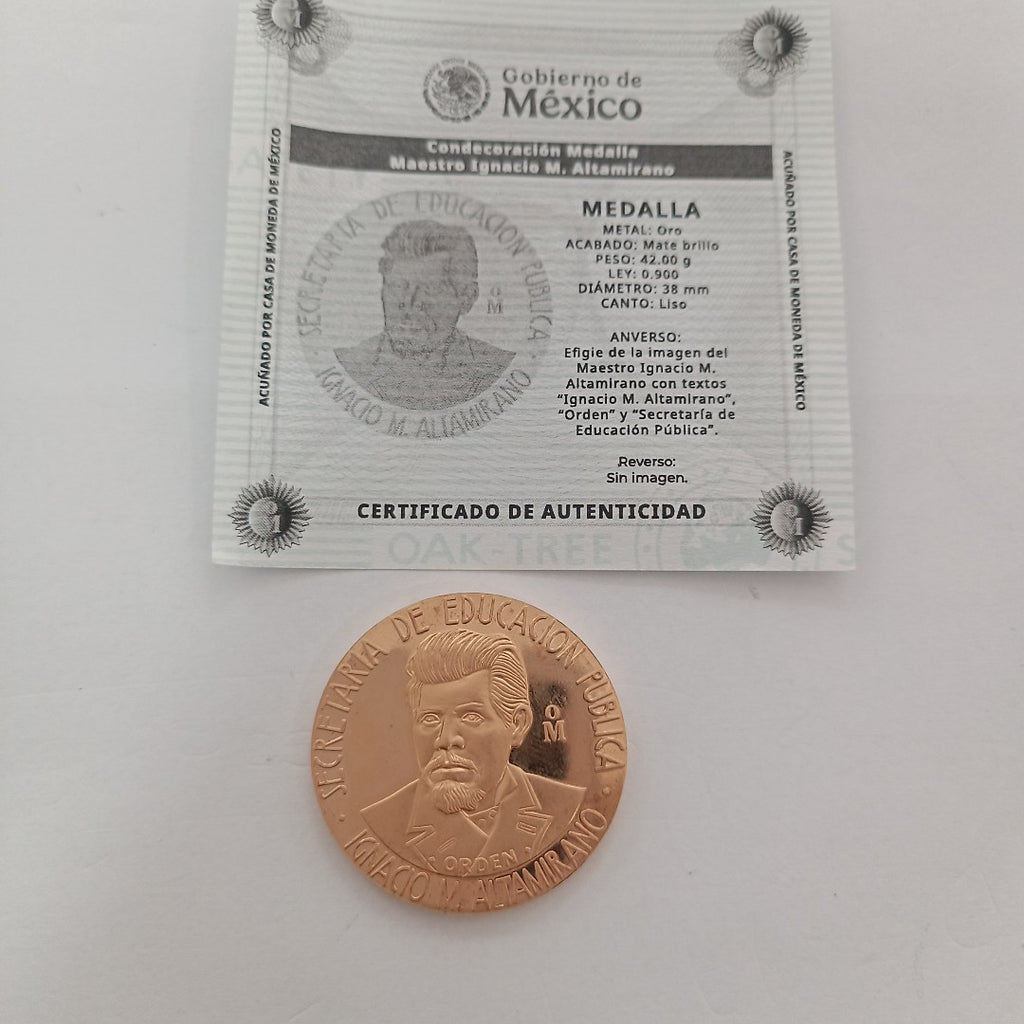 MEDALLA CONMEMORATIVA ORO 21 K 42 GRMS (SEMINUEVO)