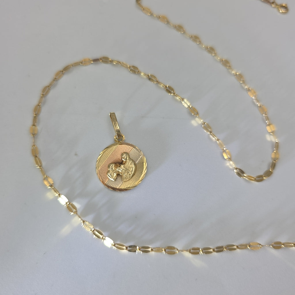 CADENA, MEDALLA RELIGIOSA ORO, ORO COMBINADO 10 K 3.6 GRMS (SEMINUEVO)