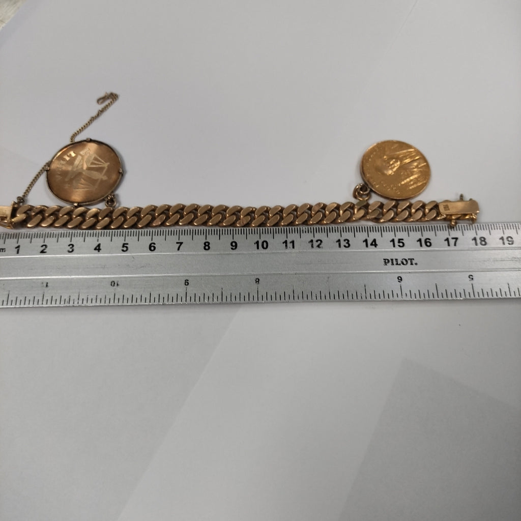 MEDALLA CONMEMORATIVA,PULSERA ORO 18 K 53,80 GRMS (SEMINUEVO)