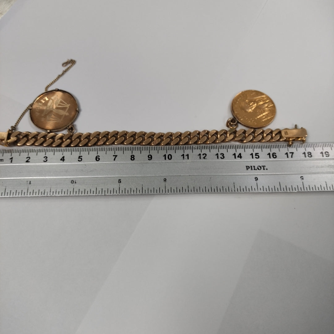 MEDALLA CONMEMORATIVA,PULSERA ORO 18 K 53,80 GRMS (SEMINUEVO)