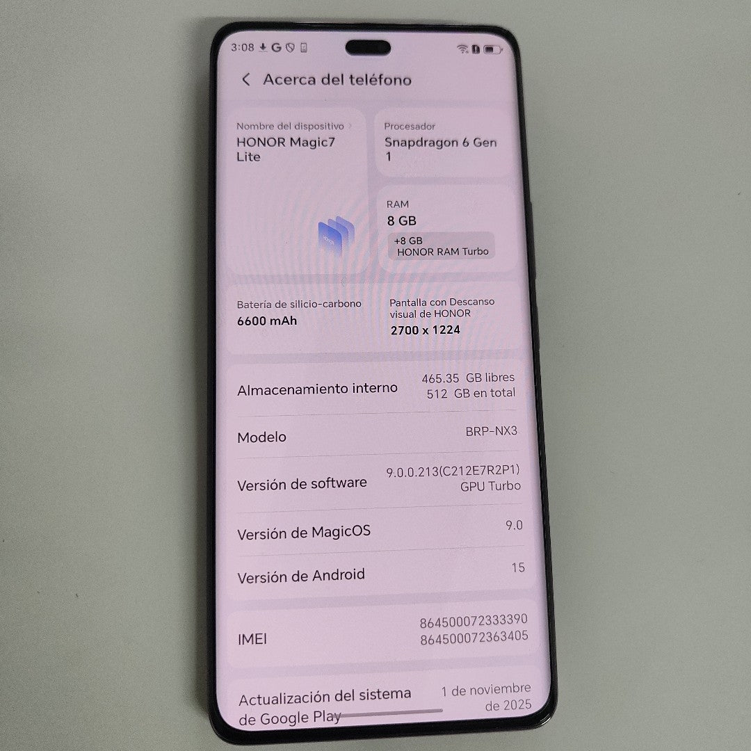CELULAR HONOR MAGIC 7 LITE BRP-NX3 (2025) 512 GB 8 GB RAM (SEMINUEVO)