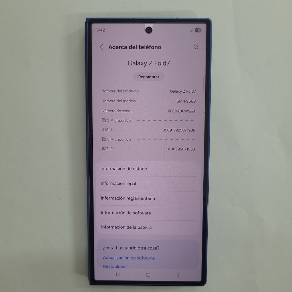CELULAR SAMSUNG GALAXY Z FOLD7 SM-F966B (2025) 1 TB 16 GB RAM (SEMINUEVO)