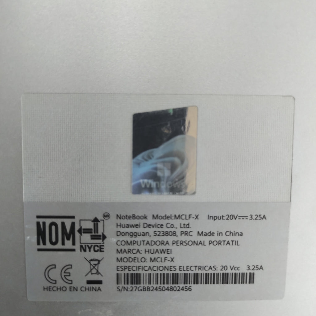 LAPTOP HUAWEI MATEBOOK D16 MCLF-X (2024) 256 GB SSD 8 GB RAM (SEMINUEVO)