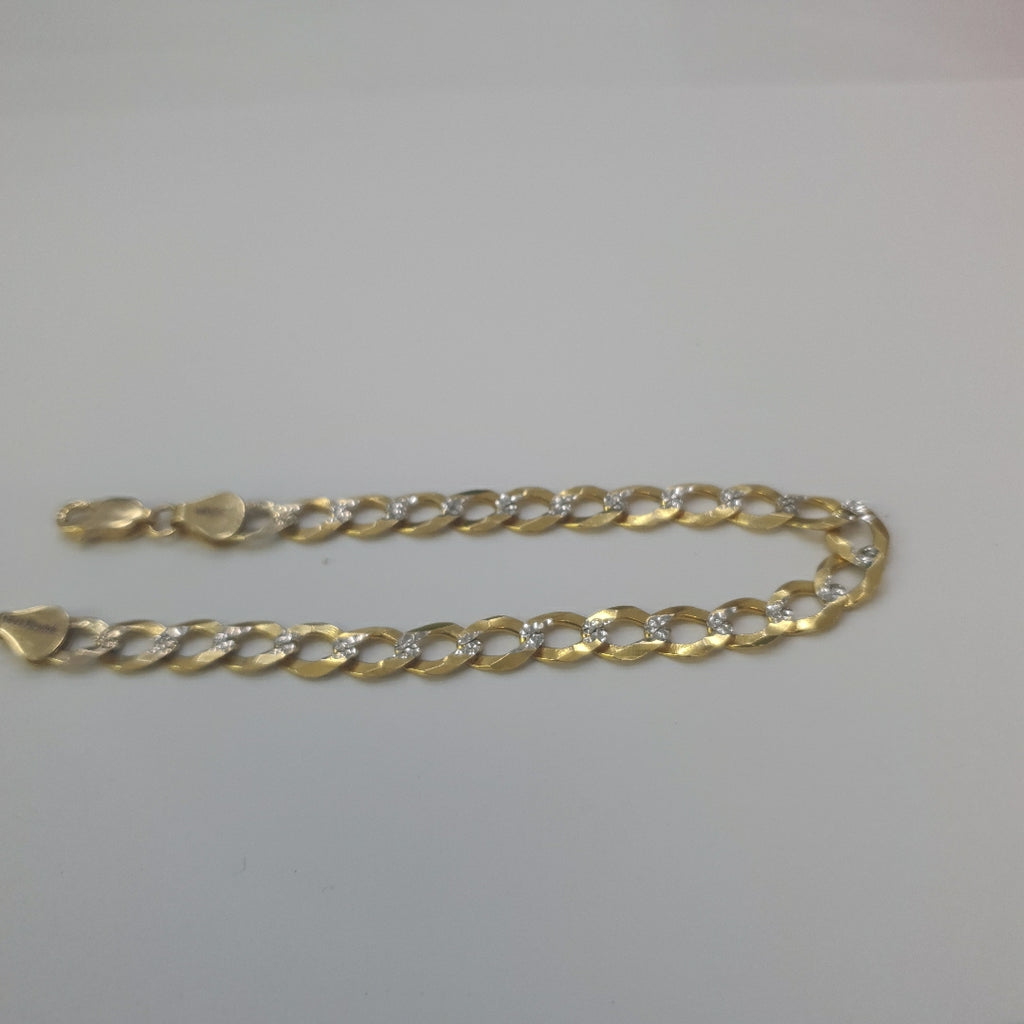 PULSERAS TEJIDO BARBADA DIAMANTADA ORO 14K 21 CM 10.3 GR (NUEVO)