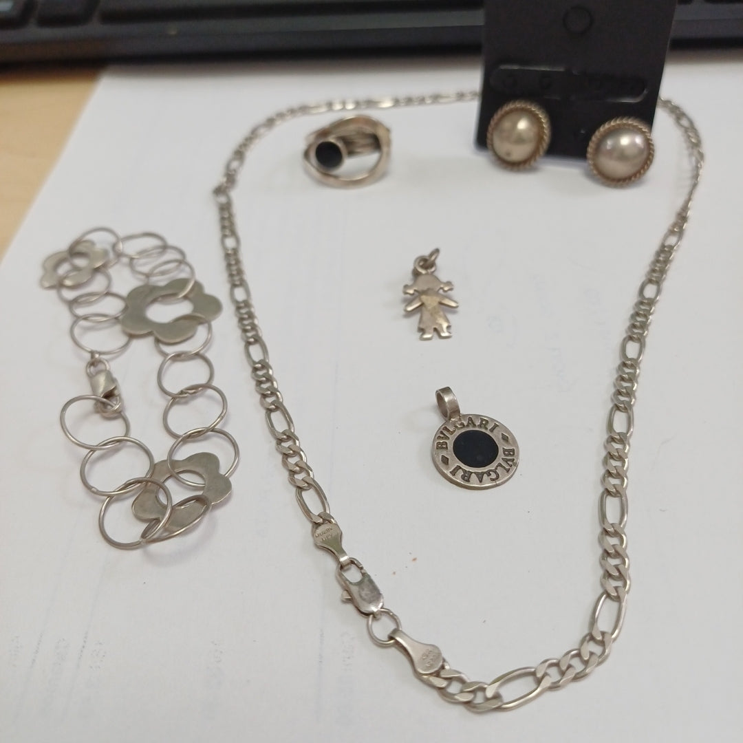 ANILLITO, BROQUELES PAR, PULSERA PLATA 32.3 GRMS (SEMINUEVO)