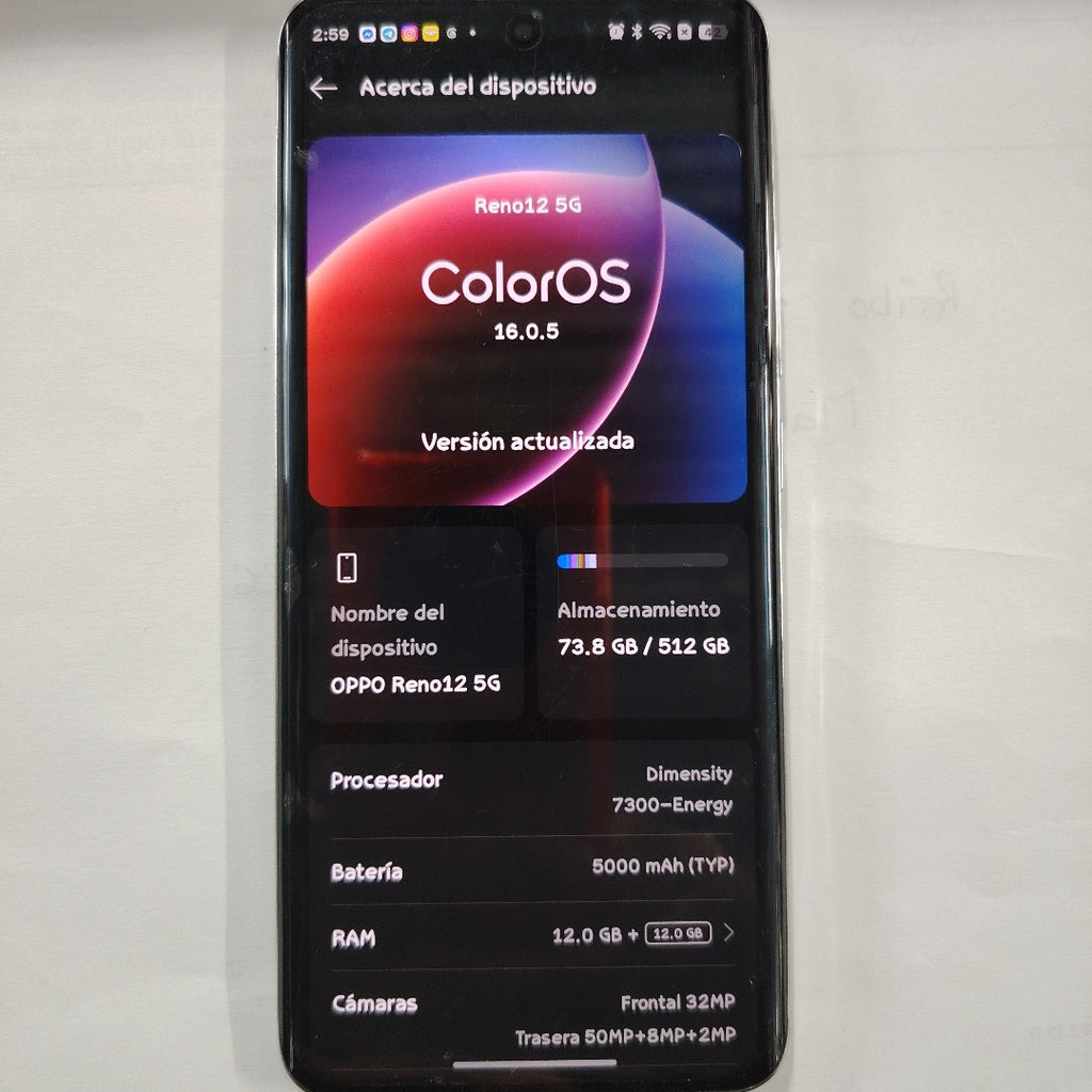 CELULAR OPPO RENO12 5G CPH2625 (2024) 512 GB 12 GB RAM (SEMINUEVO)