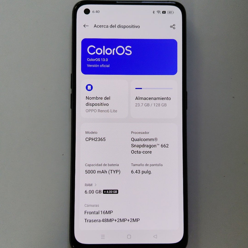 CELULAR OPPO RENO 6 LITE CPH2365 (2022) 128 GB 6 GB RAM (SEMINUEVO)