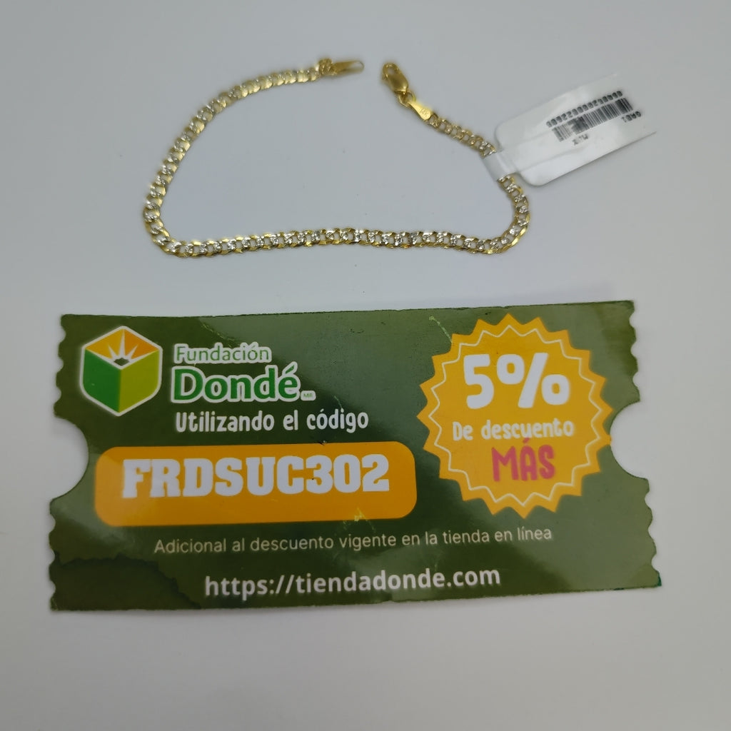 PULSERAS TEJIDO BARBADA DIAMANTADA ORO 14K 18 CM 3.1 GR (NUEVO)