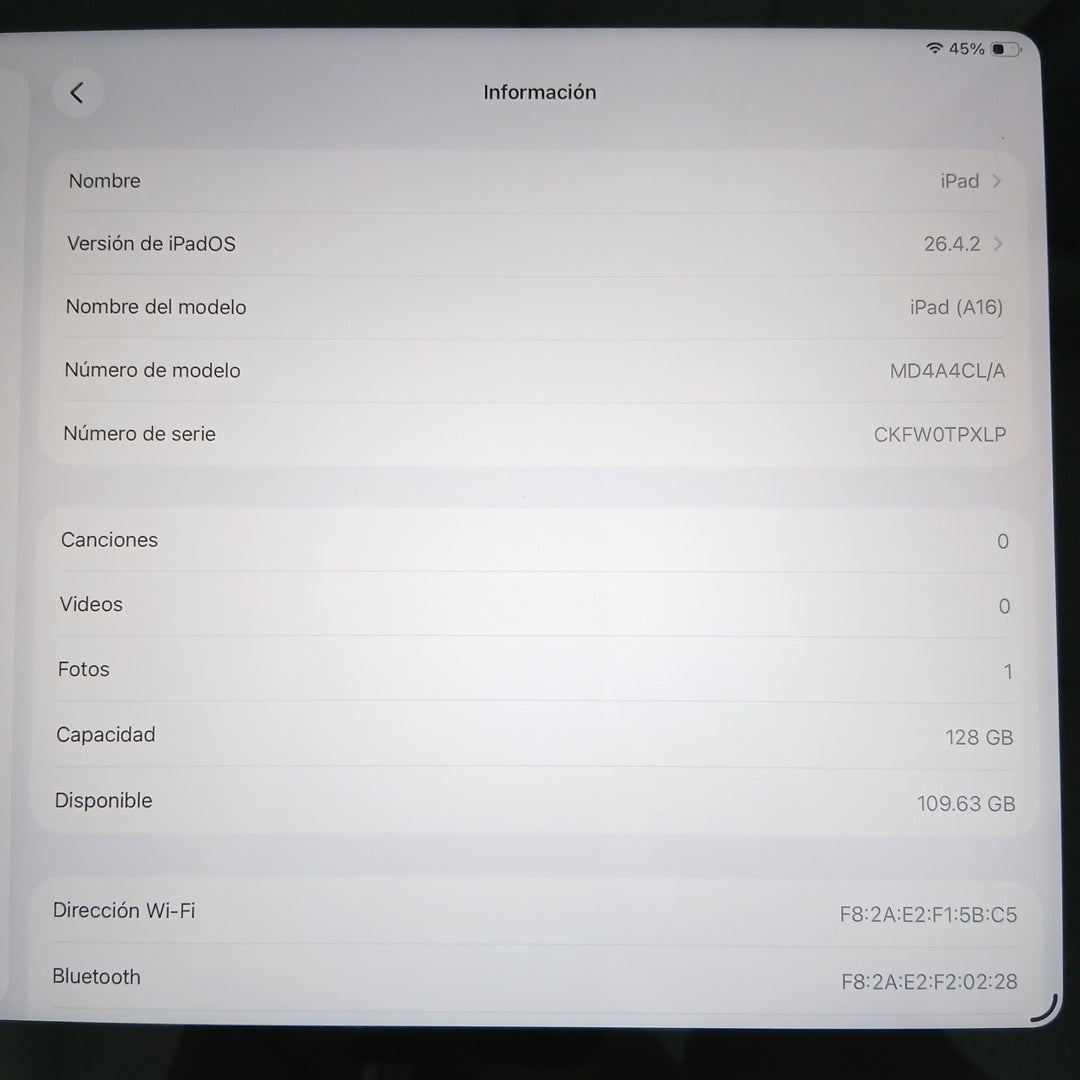 TABLETA APPLE IPAD A16 A3354 (2025) 128 GB 6 GB RAM (SEMINUEVO)
