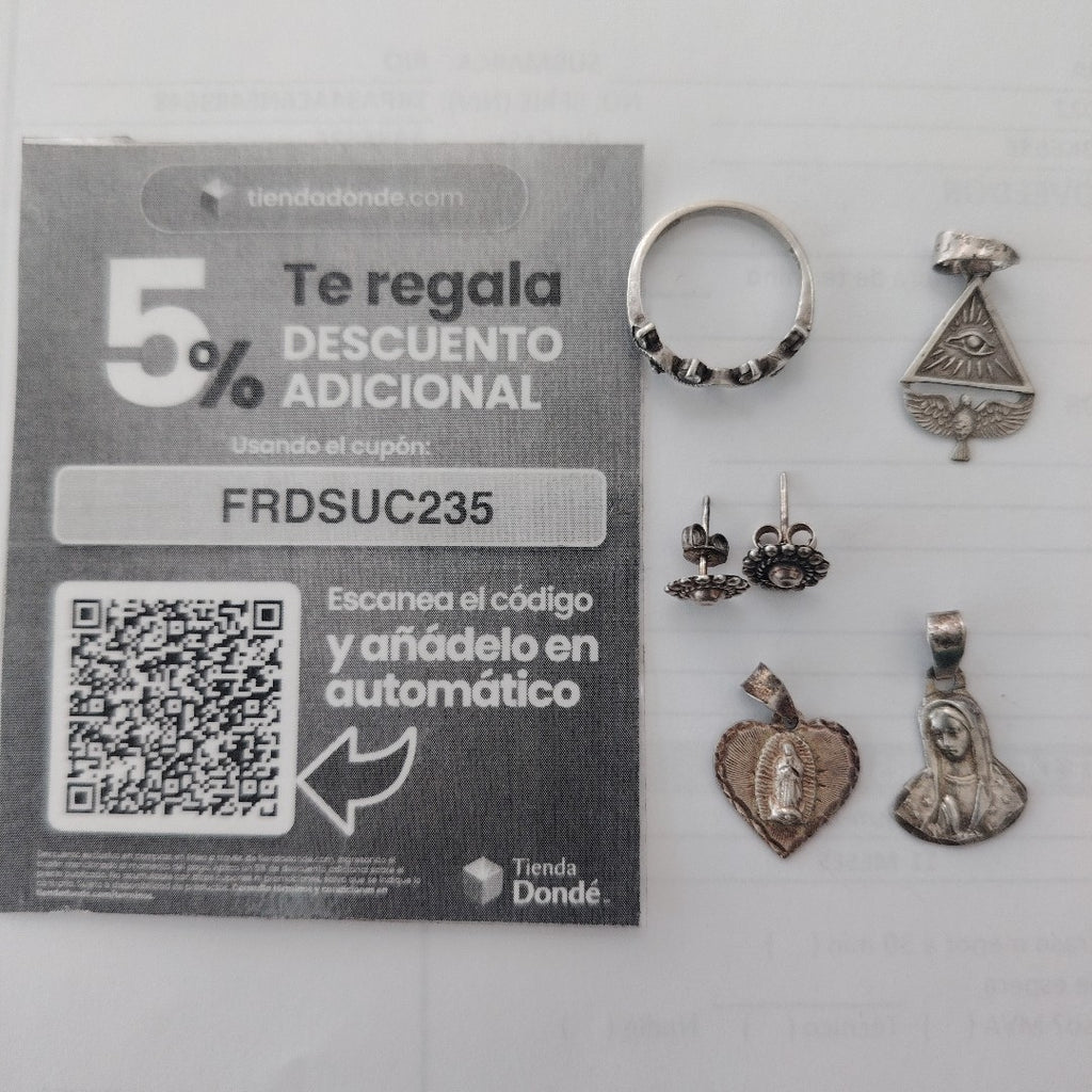 ANILLITO,BROQUELES PAR,DIJE PLATA 7,20 GRMS (SEMINUEVO)