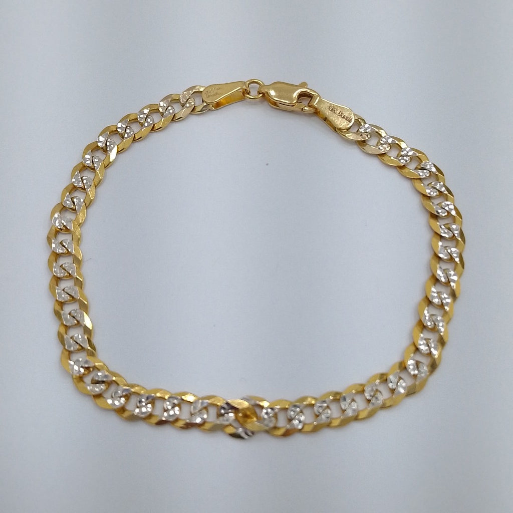PULSERAS TEJIDO BARBADA DIAMANTADA ORO 14K 18 CM 6.7 GR (NUEVO)