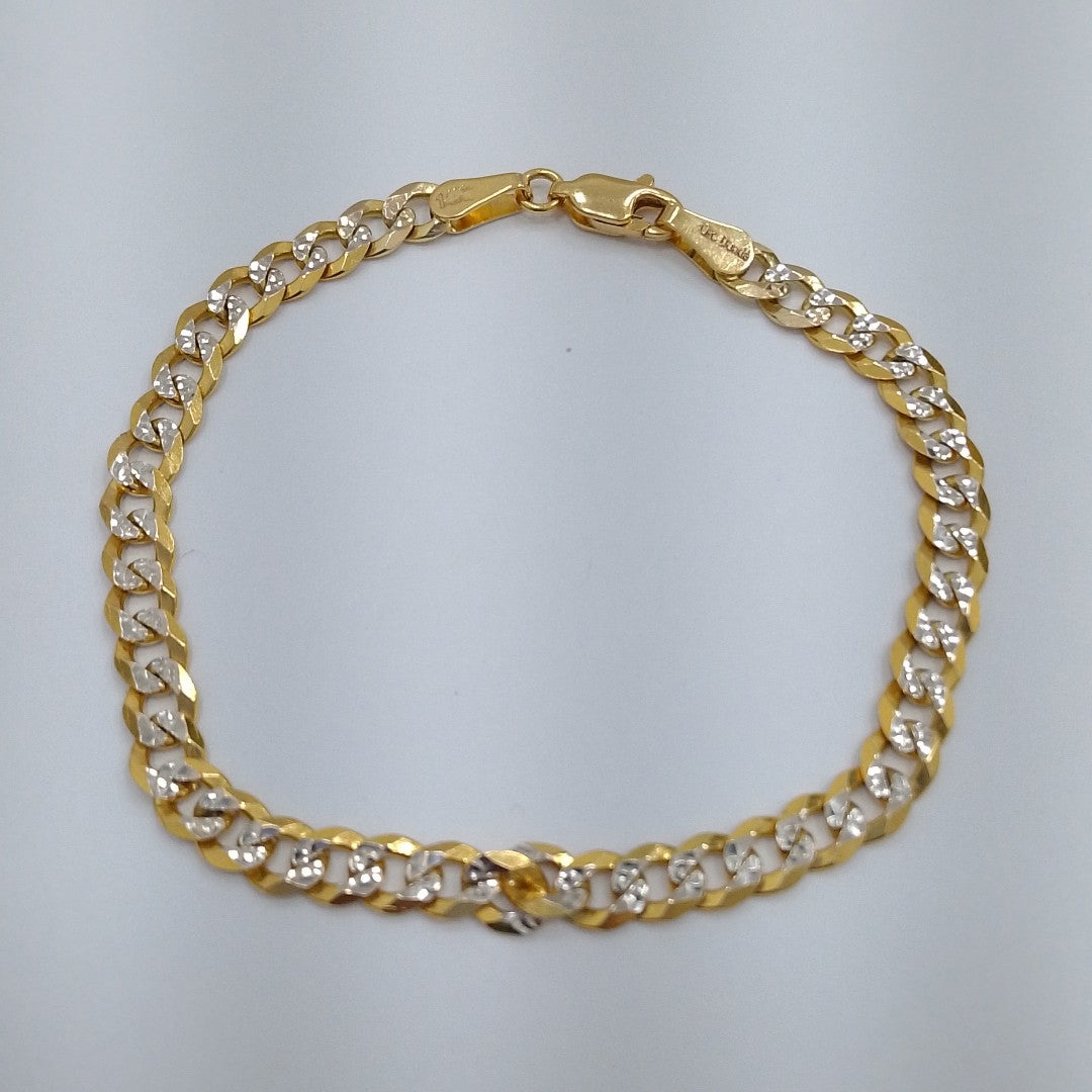 PULSERAS TEJIDO BARBADA DIAMANTADA ORO 14K 18 CM 6.7 GR (NUEVO)