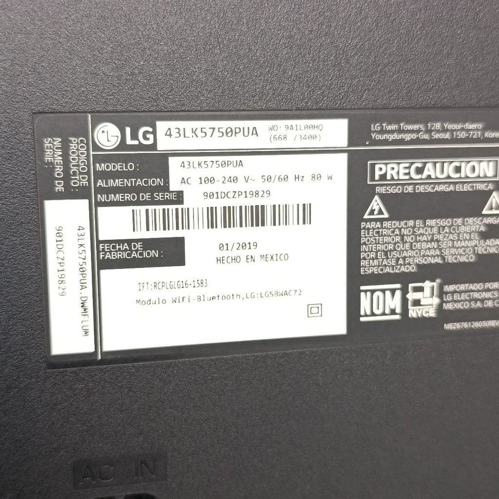 PANTALLA LG 43LK5750PUA (2019) 43" LED FULL HD (SEMINUEVO)