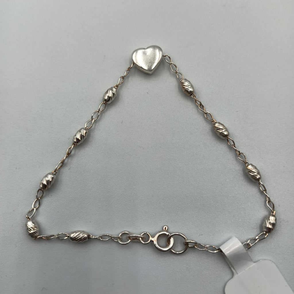 PULSERA TEJIDO CORAZON PLATA .925 18 CM 3.3 GR (NUEVO)
