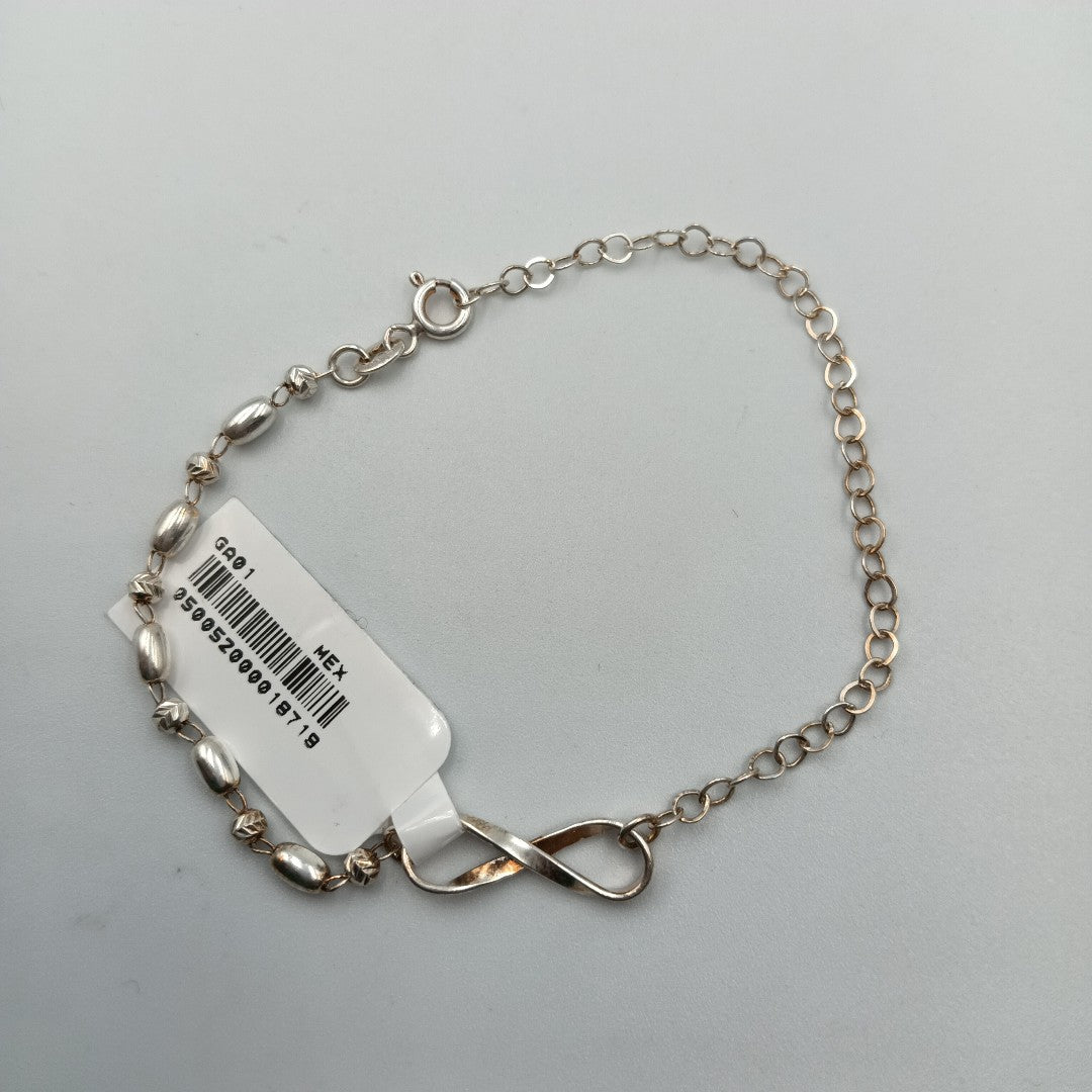 PULSERA TEJIDO INFINITO PLATA .925 18 CM 2.4 GR (NUEVO)