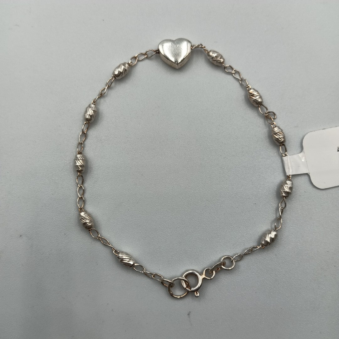 PULSERA TEJIDO CORAZON PLATA .925 18 CM 3.4 GR (NUEVO)