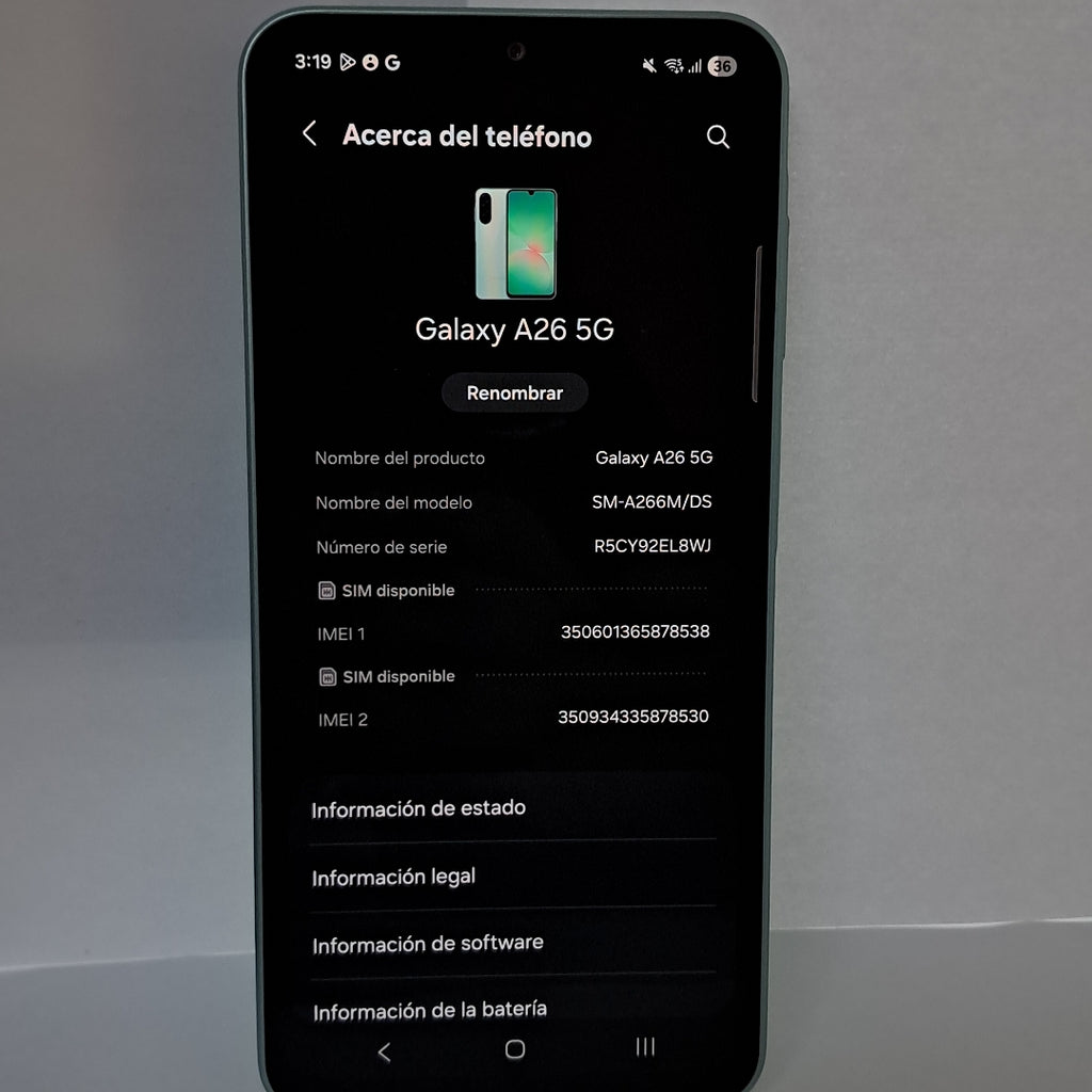 CELULAR SAMSUNG GALAXY A26 5G SM-A266M (2025) 128 GB 6 GB RAM (SEMINUEVO)