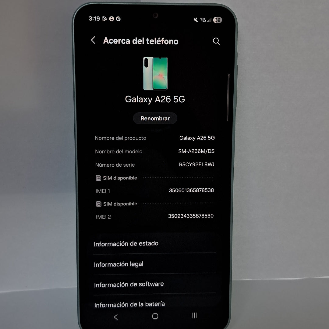 CELULAR SAMSUNG GALAXY A26 5G SM-A266M (2025) 128 GB 6 GB RAM (SEMINUEVO)
