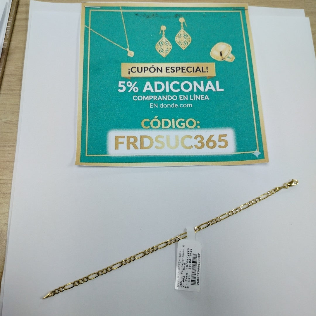 PULSERAS 3X1 DIAMANTADA ORO 14K 18 CM 3 GR (NUEVO)