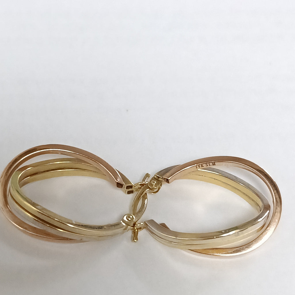ARRACADAS PAR ORO, ORO COMBINADO 14 K 3.9 GRMS (SEMINUEVO)