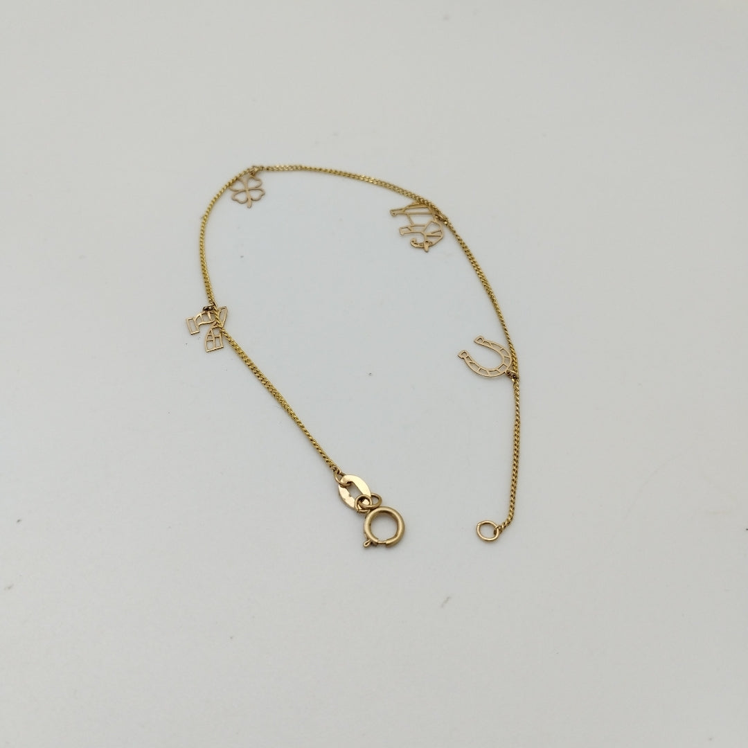 PULSERAS TEJIDO ESPECIAL C/DIJE ORO 10K 18 CM 0.9 GR (NUEVO)
