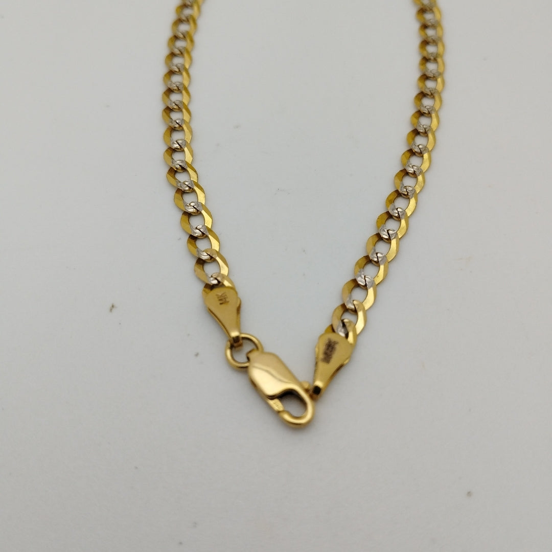 PULSERAS BARBADA DIAMANTADA ORO 14K 21 CM 3.6 GR (NUEVO)