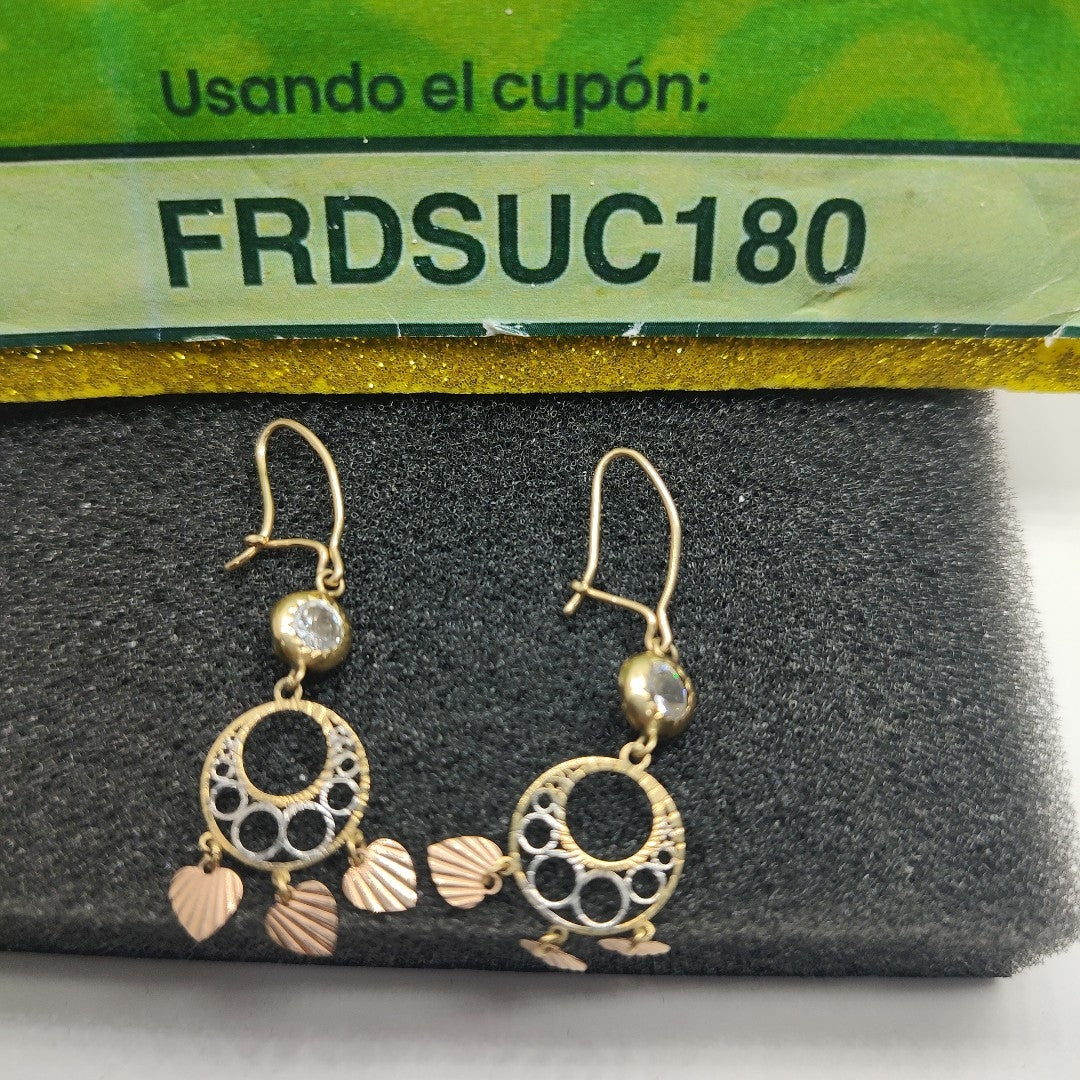 ARETES PAR ORO,ORO COMBINADO 10 K 1,60 GRMS (SEMINUEVO)