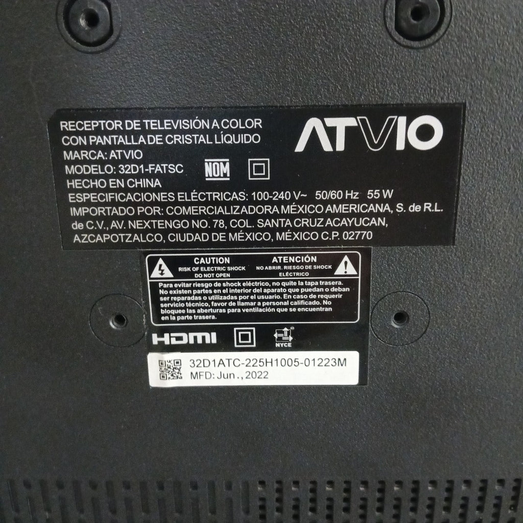 PANTALLA ATVIO 32D1-FATSC (2022) 32" LED HD (SEMINUEVO)