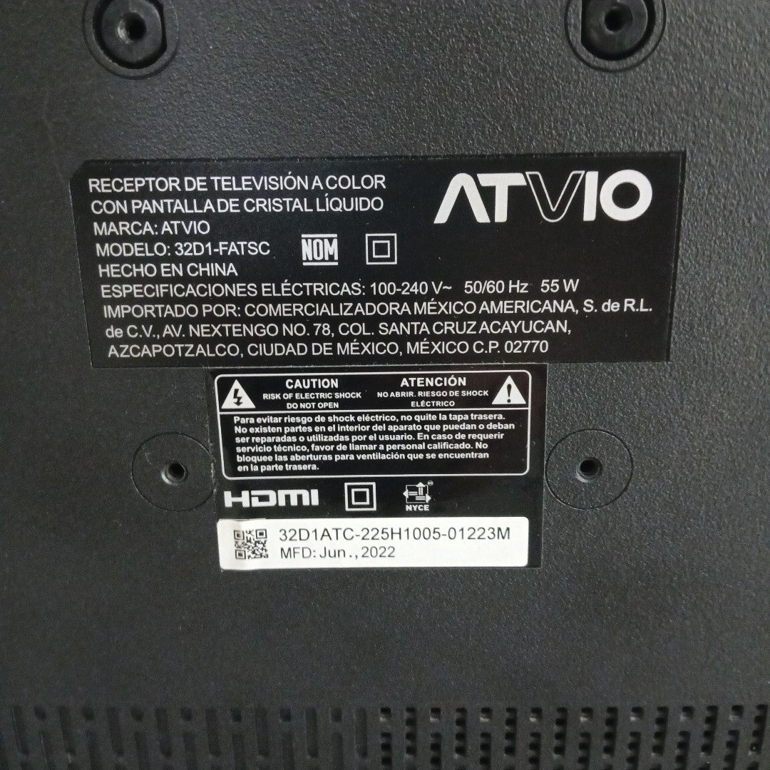 PANTALLA ATVIO 32D1-FATSC (2022) 32" LED HD (SEMINUEVO)