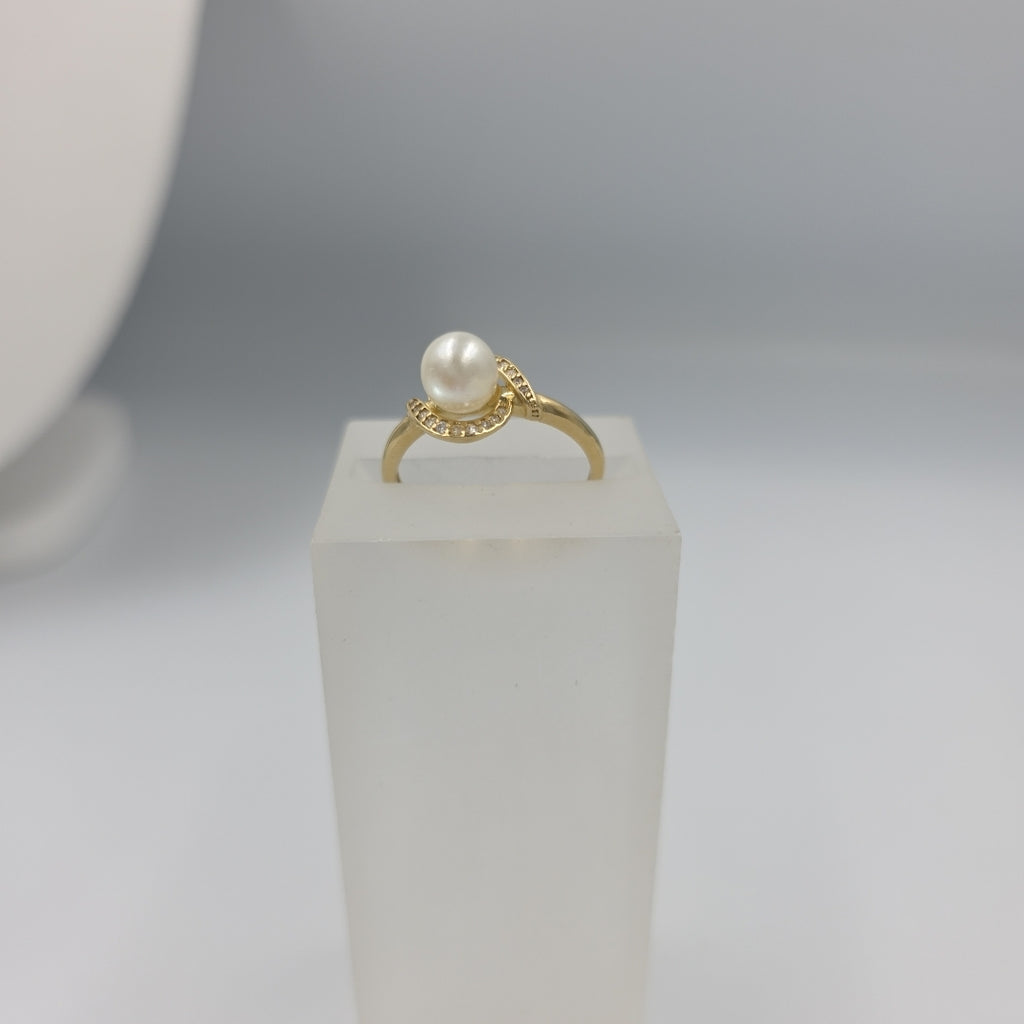 ANILLOS CIRCONIAS Y PERLA ORO 10K TALLA 9 2.2 GR (NUEVO)