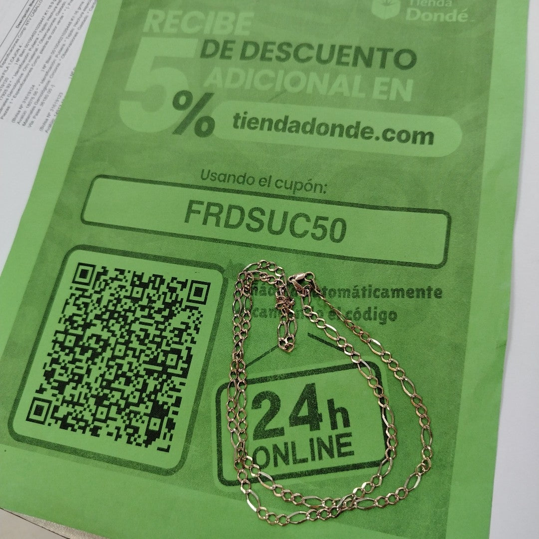 CADENA ORO, ORO COMBINADO 10 K 7.3 GRMS (SEMINUEVO)