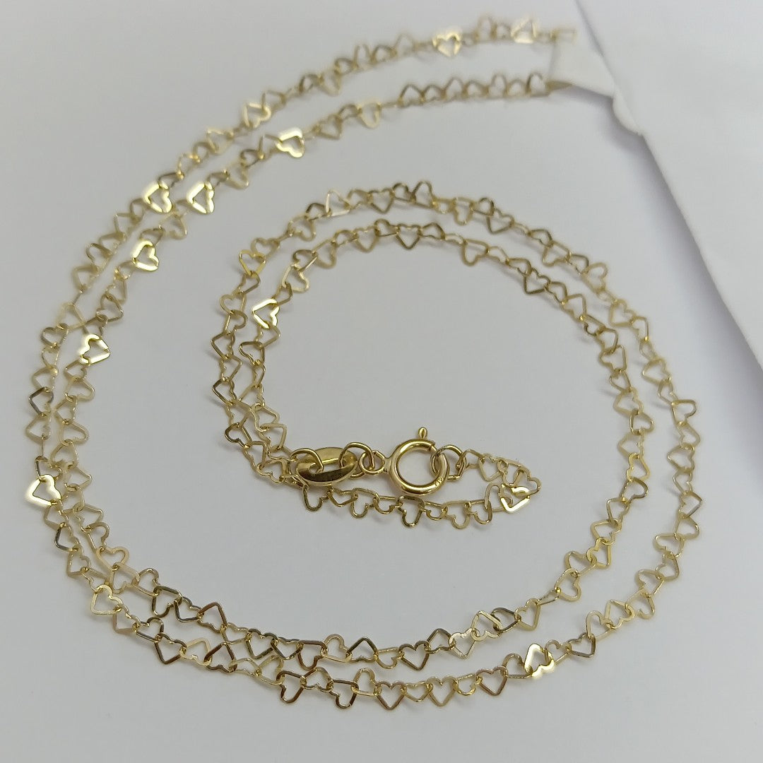 CADENAS TEJIDO CORAZONES ORO 10K 50 CM 1.4 GR (NUEVO)