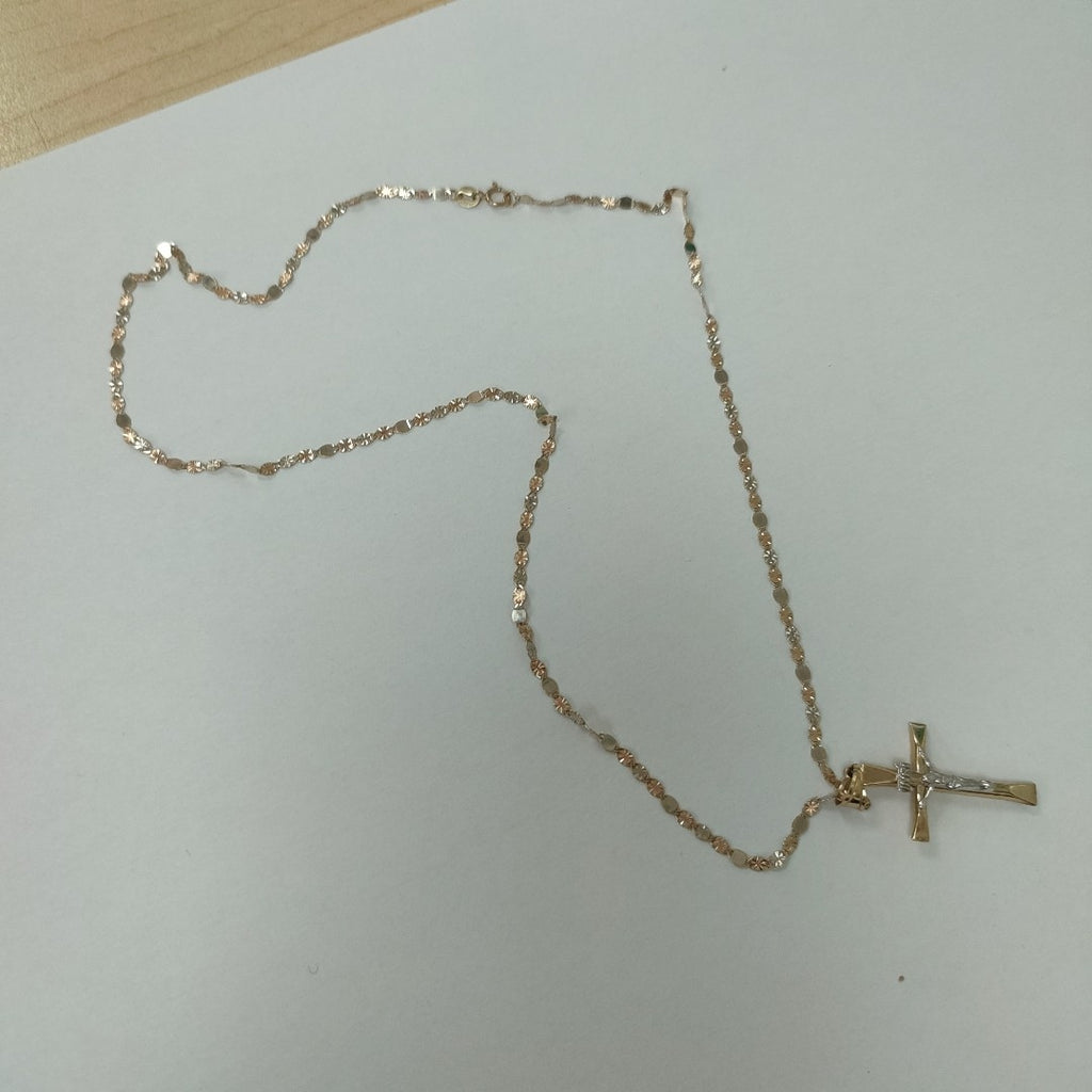 CADENA,CRUCIFIJO ORO,ORO COMBINADO 10 K 2,20 GRMS (SEMINUEVO)