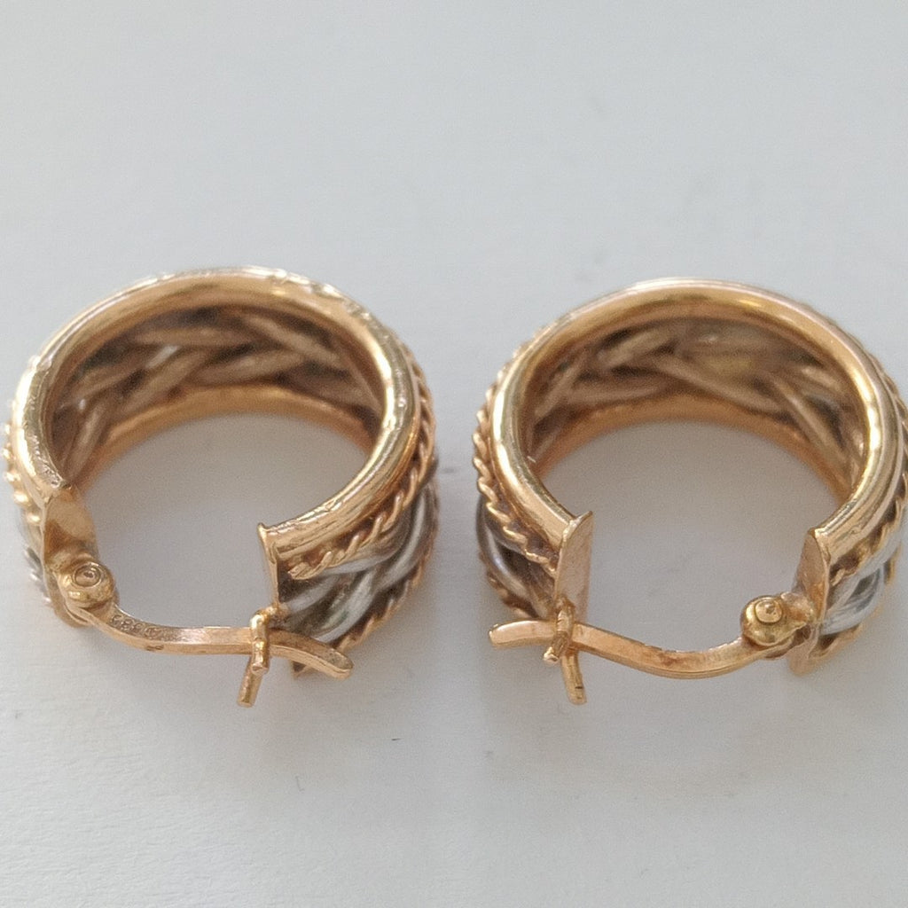 ARRACADAS PAR ORO COMBINADO 14 K 5.5 GRMS (SEMINUEVO)