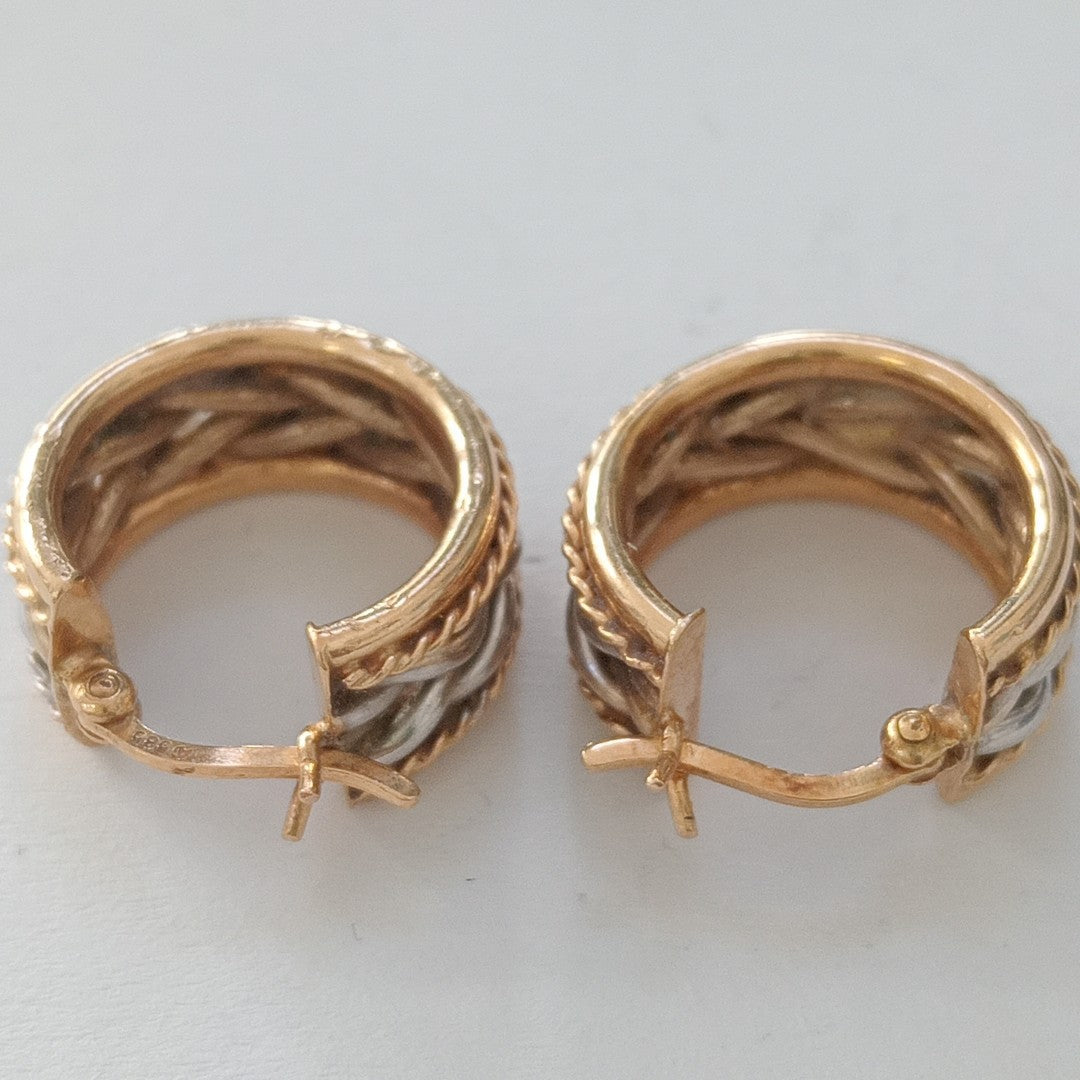 ARRACADAS PAR ORO COMBINADO 14 K 5.5 GRMS (SEMINUEVO)