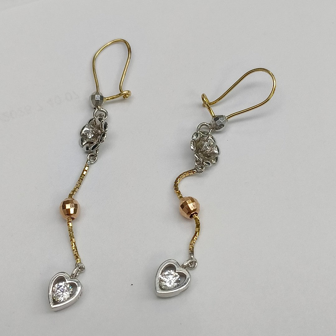 ARETES PAR ORO COMBINADO 14 K 2.1 GRMS (SEMINUEVO)