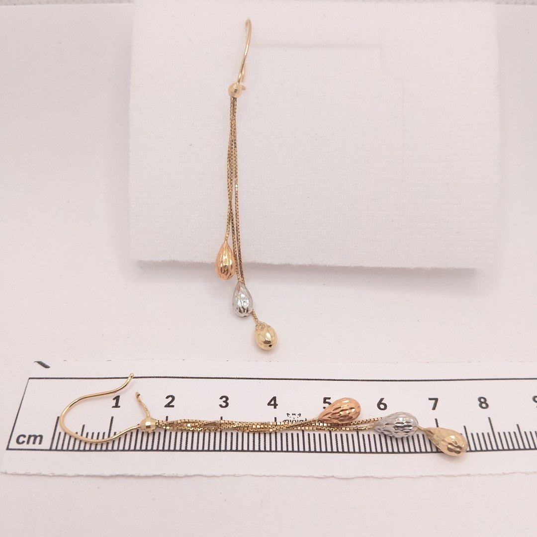 ARETES PAR ORO, ORO COMBINADO 14 K 2.2 GRMS (SEMINUEVO)